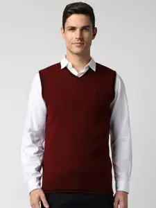 Peter England Casuals V-Neck Sleeveless Acrylic Sweater Vest