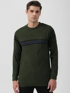 Peter England Casuals Striped Round Neck Long Sleeve Acrylic Pullover Sweater