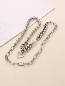 KRYSTALZ Silver-Plated Heart Pendant Necklace