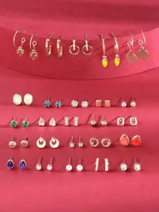 Zaveri Pearls Set Of 25 Gold Plated Contemporary Studs