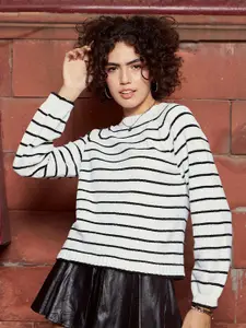 SASSAFRAS Striped Round Neck Long Sleeve Pullover Sweater