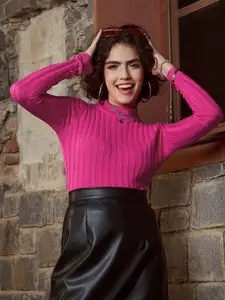 SASSAFRAS Striped Mock Collar Pullover