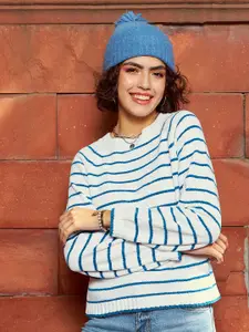 SASSAFRAS Striped Round Neck Pullover Sweater