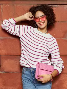 SASSAFRAS Striped Ribbed Pullover Sweater