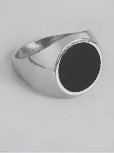 PARIS HAMILTON Men Silver-Plated Stainless Steel Artificial Stone Round Finger Ring