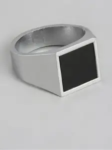 PARIS HAMILTON Men Silver-Plated Square-Shaped Finger Ring