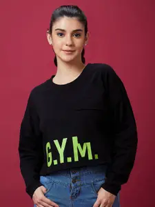 Globus Black Round Neck Pure Cotton Sweatshirt