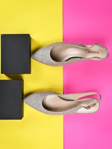 Rocia Embellished Pointed Toe Kitten Pumps With Backstrap