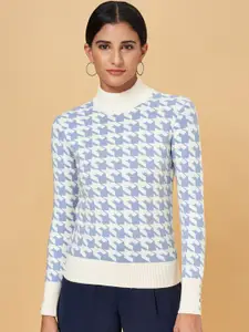 Annabelle by Pantaloons Abstract Printed Mock Collar Pullover