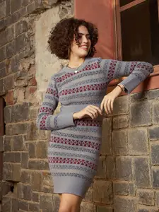 SASSAFRAS Geometric Self Designed Jumper Dress