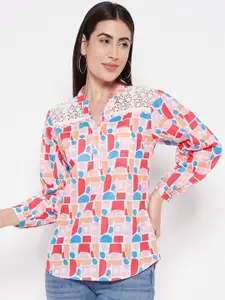 Ruhaans Abstract Printed Classic Cotton Casual Shirt