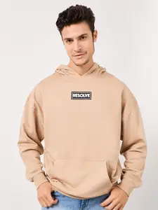 Styli Beige Hooded Long Sleeves Cotton Pullover Oversized Sweatshirt