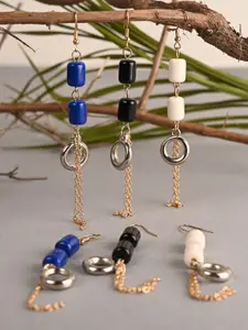 BuckleUp Pack Of 3 Beaded Contemporary Drop Earrings