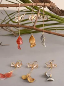 BuckleUp Pack Of 3 Stone-Studded Contemporary Drop Earrings