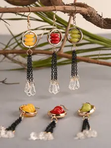 BuckleUp Pack Of 3 Contemporary Drop Earrings