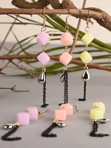 BuckleUp Set Of 3 Contemporary Drop Earrings