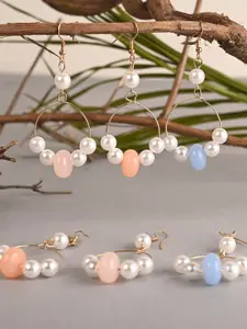 BuckleUp Pack Of 3 Beaded Contemporary Drop Earrings