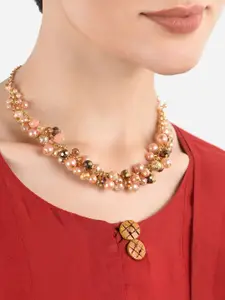 ToniQ Gold Plated Artificial Stones Studded Necklace