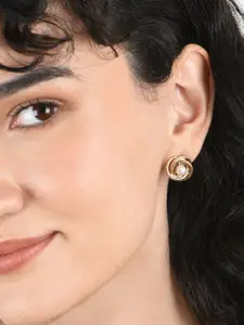 ToniQ Gold-Plated Contemporary Studs Earrings