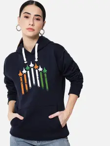 FFLIRTYGO Printed Hooded Fleece Sweatshirt