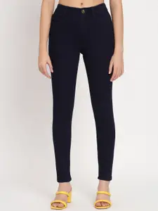 BAESD Women Jean Skinny Fit Mid-Rise Dark Shade Clean Look Cotton Jeans