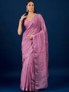Anouk Floral Embroidered Pure Chiffon Saree