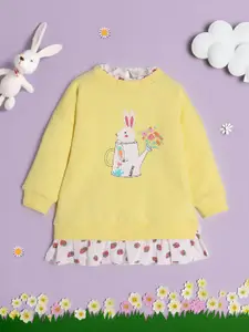 Nauti Nati Girls Animal Printed Long Sleeves Antimicrobial Ruffled Pullover Sweatshirt