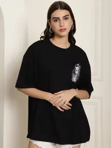 BAESD Nezuko Printed Drop-Shoulder Oversized Cotton T-shirt