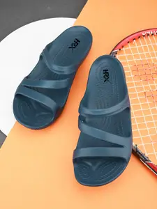 HRX by Hrithik Roshan Women Teal Blue Textured Sliders