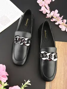 DressBerry Women Black Embellished Lightweight Loafers