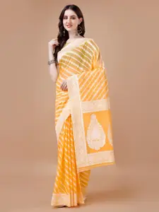 MAGMINA Striped Woven Design Zari Art Silk Banarasi Saree