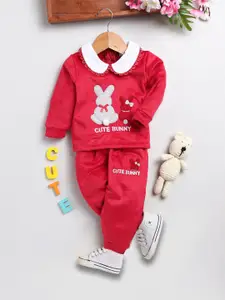 Moms Love Infant Girls Printed Top with Pyjamas