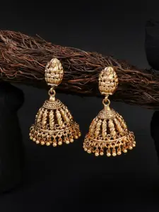 Adwitiya Collection Gold-Plated Temple Jhumkas
