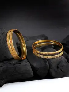 Adwitiya Collection Set of 4 Gold-Plated Traditional Bangles