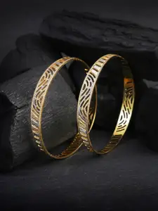 Adwitiya Collection Set Of 2 Gold-plated Stone-studded Bangles