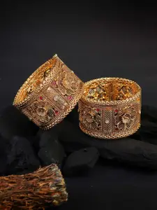 Adwitiya Collection Set Of 2 Gold Plated Stone Studded Bangles