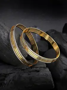 Adwitiya Collection Set of 2 Gold-Plated Artificial Stone Studded Bangles