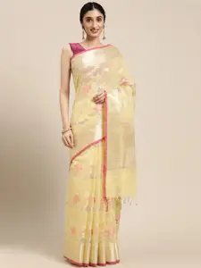 PTIEPL Banarasi Silk Works Floral Woven Design Zari Banarasi Saree