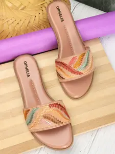 OPHELIA Embroidered Open Toe Flats