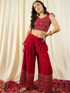 MABISH by Sonal Jain Self-designed Back Tie Crop Top & Palazzos Co-ords