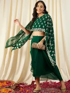 MABISH by Sonal Jain Cape Top With Draped Skirt