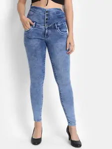 Next One Women Jean Skinny Fit High-Rise Clean Look Heavy Fade Stretchable Jeans