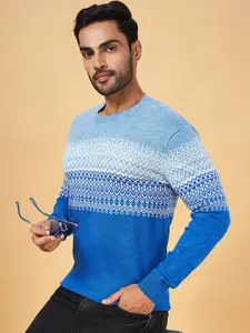 YU by Pantaloons Colourblocked Long Sleeves Acrylic Pullover