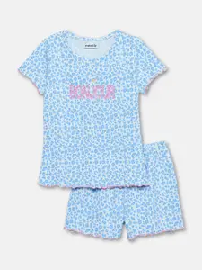mackly Girls Typography Printed Night suit