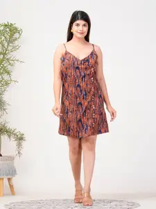 Riara Floral Printed Shoulder Straps A-Line Dress