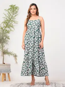 Riara Floral Printed Shoulder Straps Maxi Dress