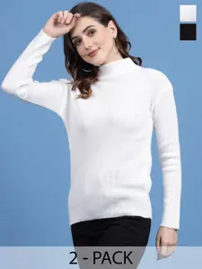 Clora Creation Pack Of 2 High Neck Long Sleeves Woollen Pullover