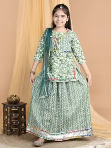Cutiekins Girls Printed Gotta Patti Ready to Wear Lehenga & Blouse With Dupatta