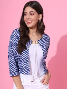 DECKEDUP Leheriya Printed Tie-Up Detail Cotton Shrug