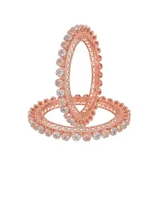 RATNAVALI JEWELS Set Of 2 Rose Gold-Plated AD-Studded Bangles